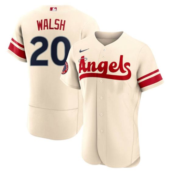 Men's Los Angeles Angels #20 Jared Walsh 2022 Cream City Connect Flex Base Stitched Jersey